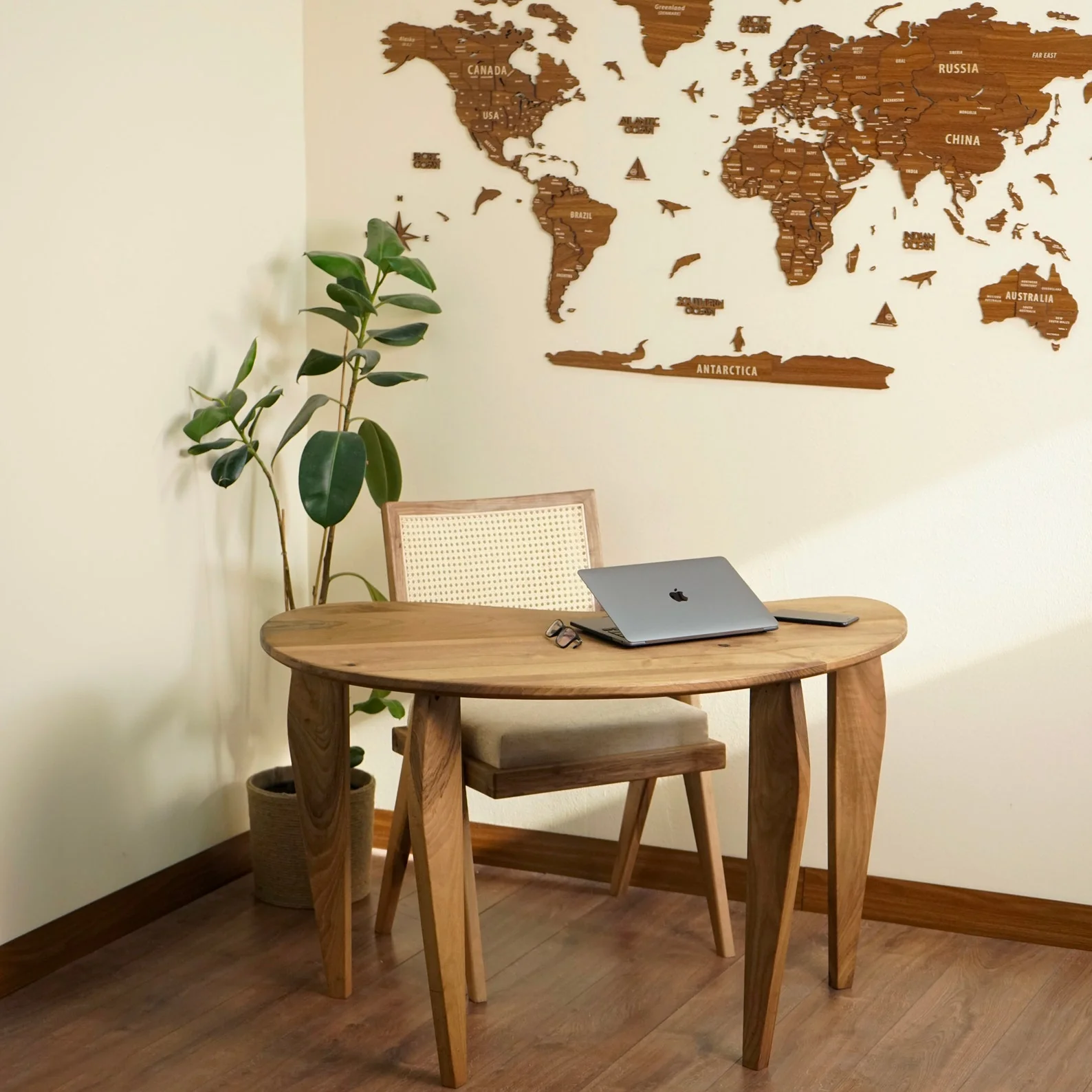 Bean Shaped Walnut Desk - Mid Century Modern Style - Image 12