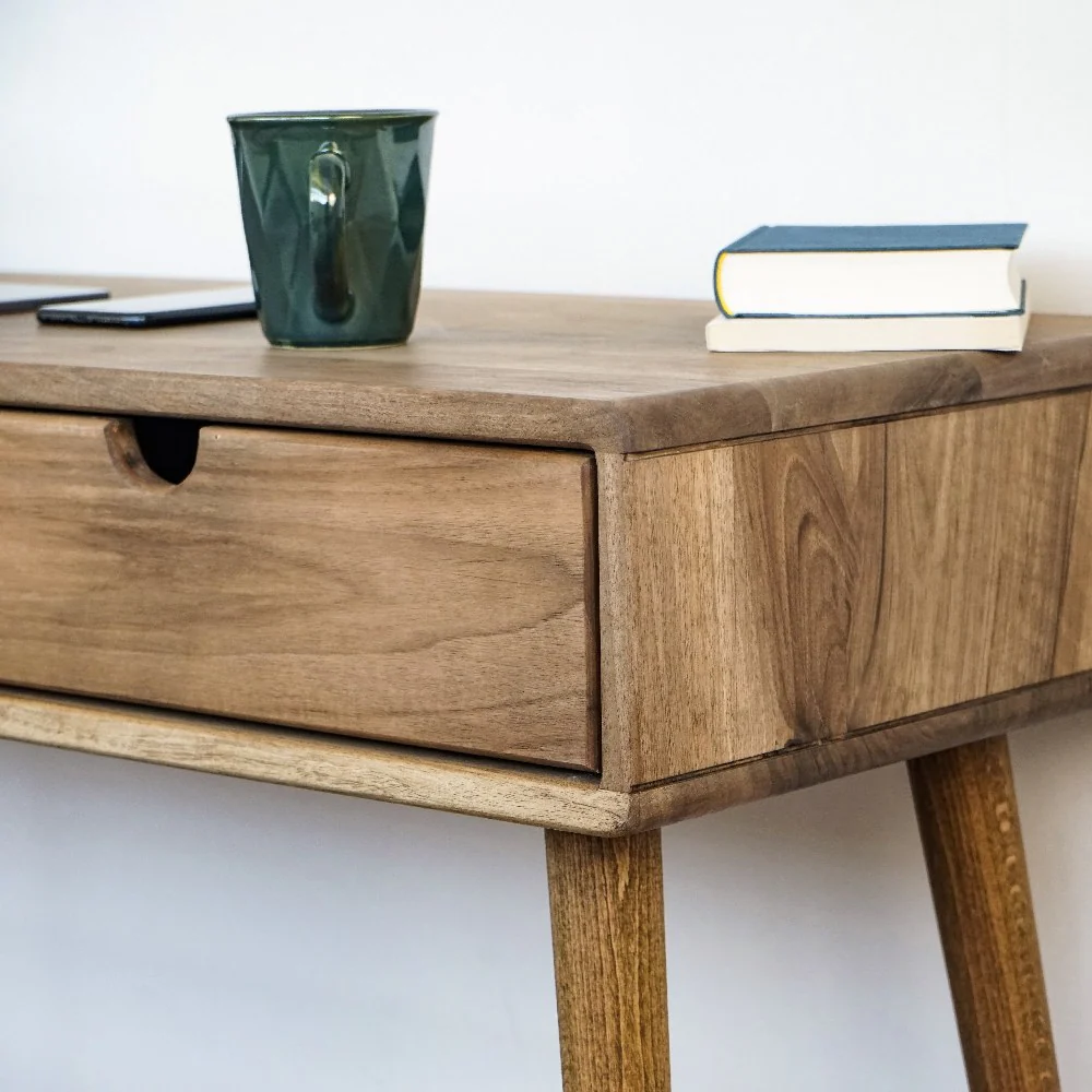 Boho Desk with Drawers - Solid Wood Desk for Small Spaces - Image 10