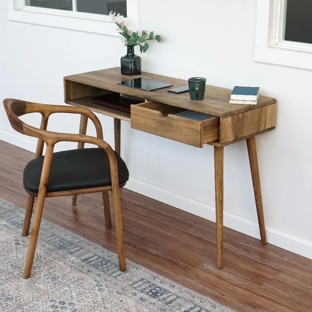 Boho Desk with Drawers - Solid Wood Desk for Small Spaces - Image 14