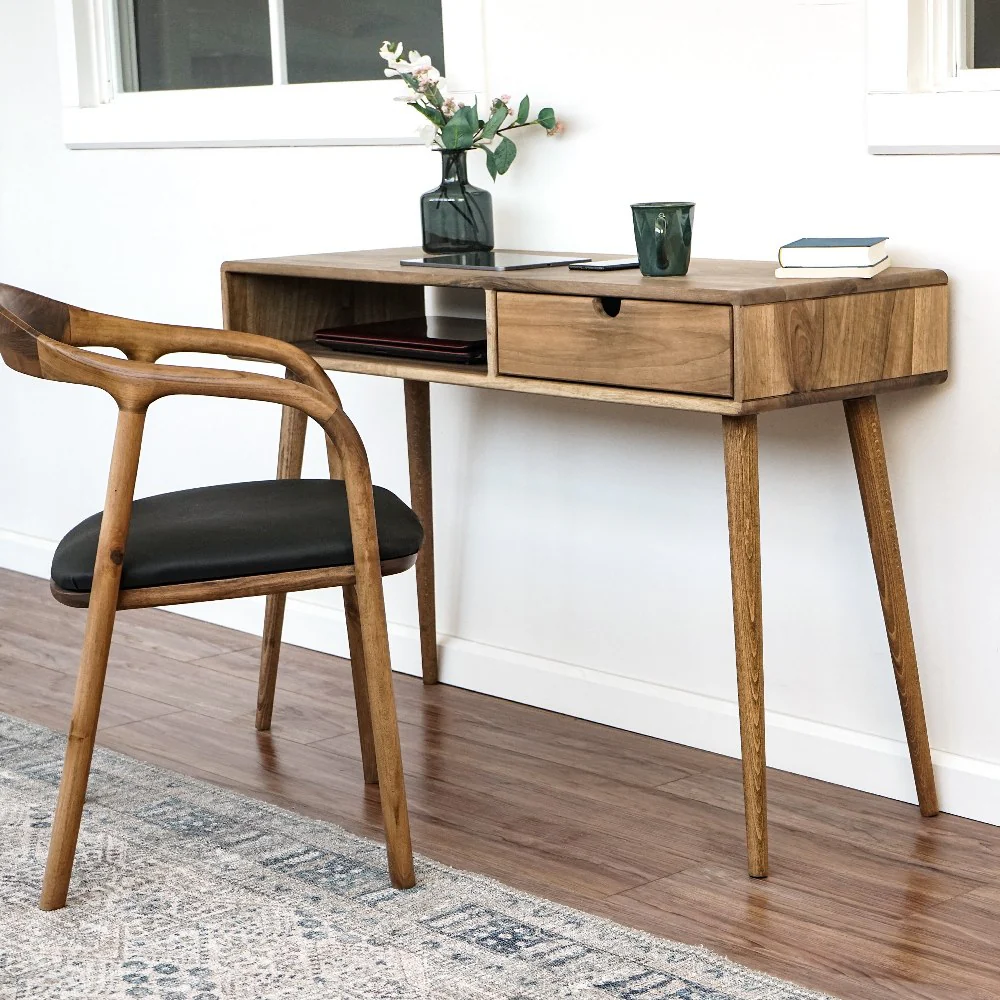 Boho Desk with Drawers - Solid Wood Desk for Small Spaces - Image 15