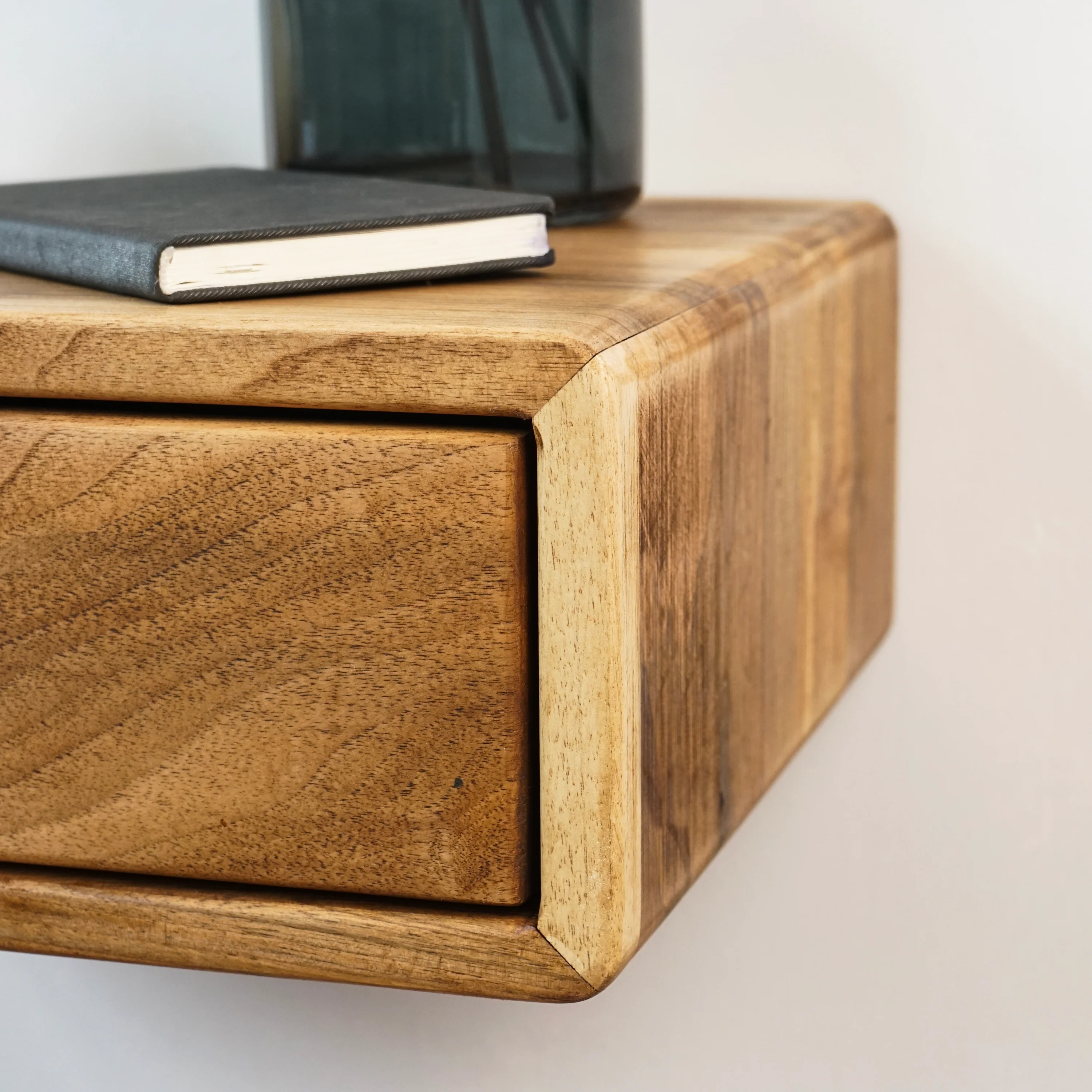 Floating Nightstand - Walnut Bedside Table with Drawer - Image 15