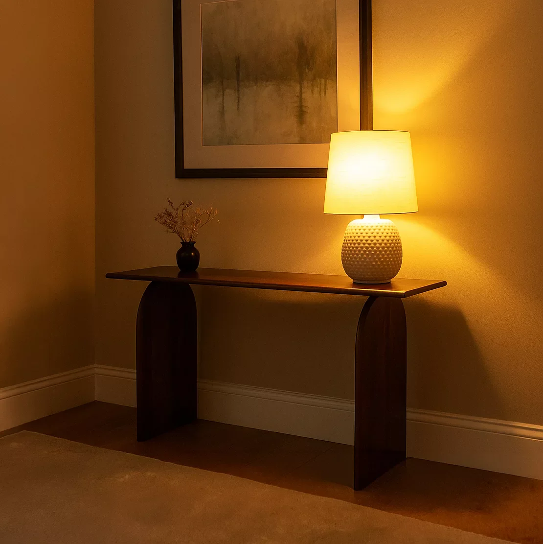 Japandi Console Table - Modern Walnut Entryway Table - Image 5