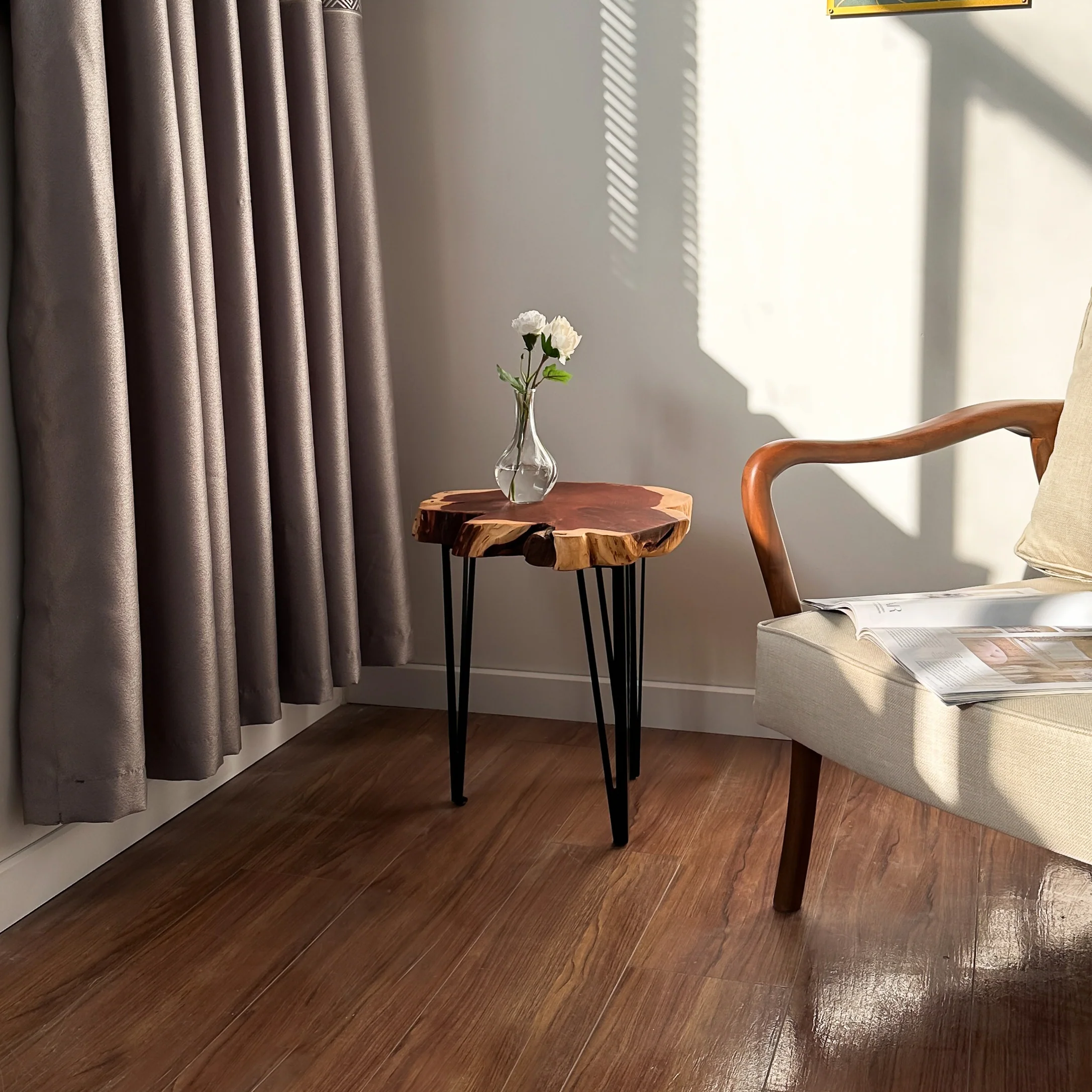 Live Edge Wood Slab Side Table - Red Cedar - Image 7