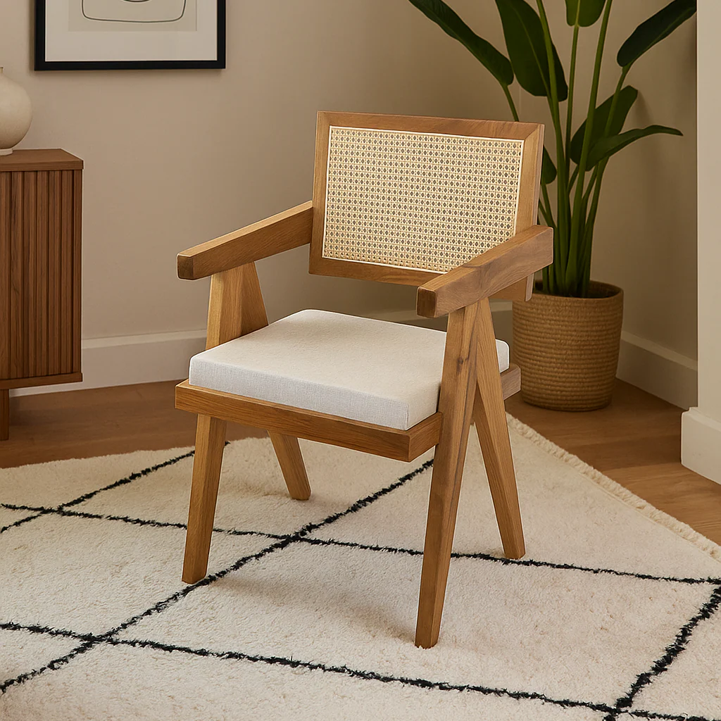 Pierre Jeanneret Dining Armchair - Chandigarh Walnut Chair - Image 3
