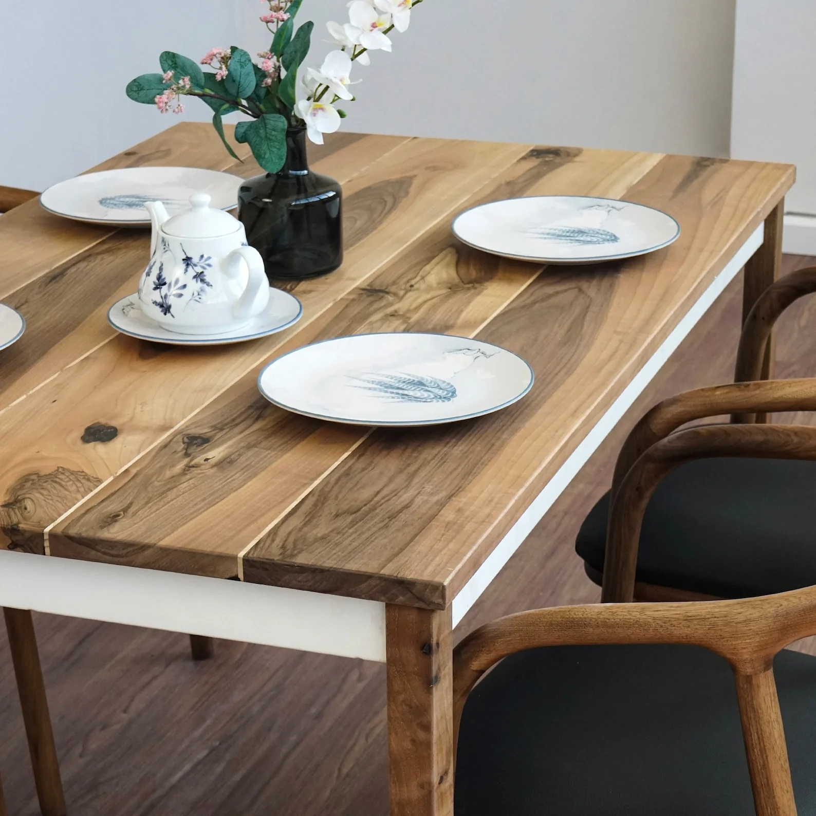 Scandinavian Kitchen Table - Walnut Rectangle Parson Table - Image 10