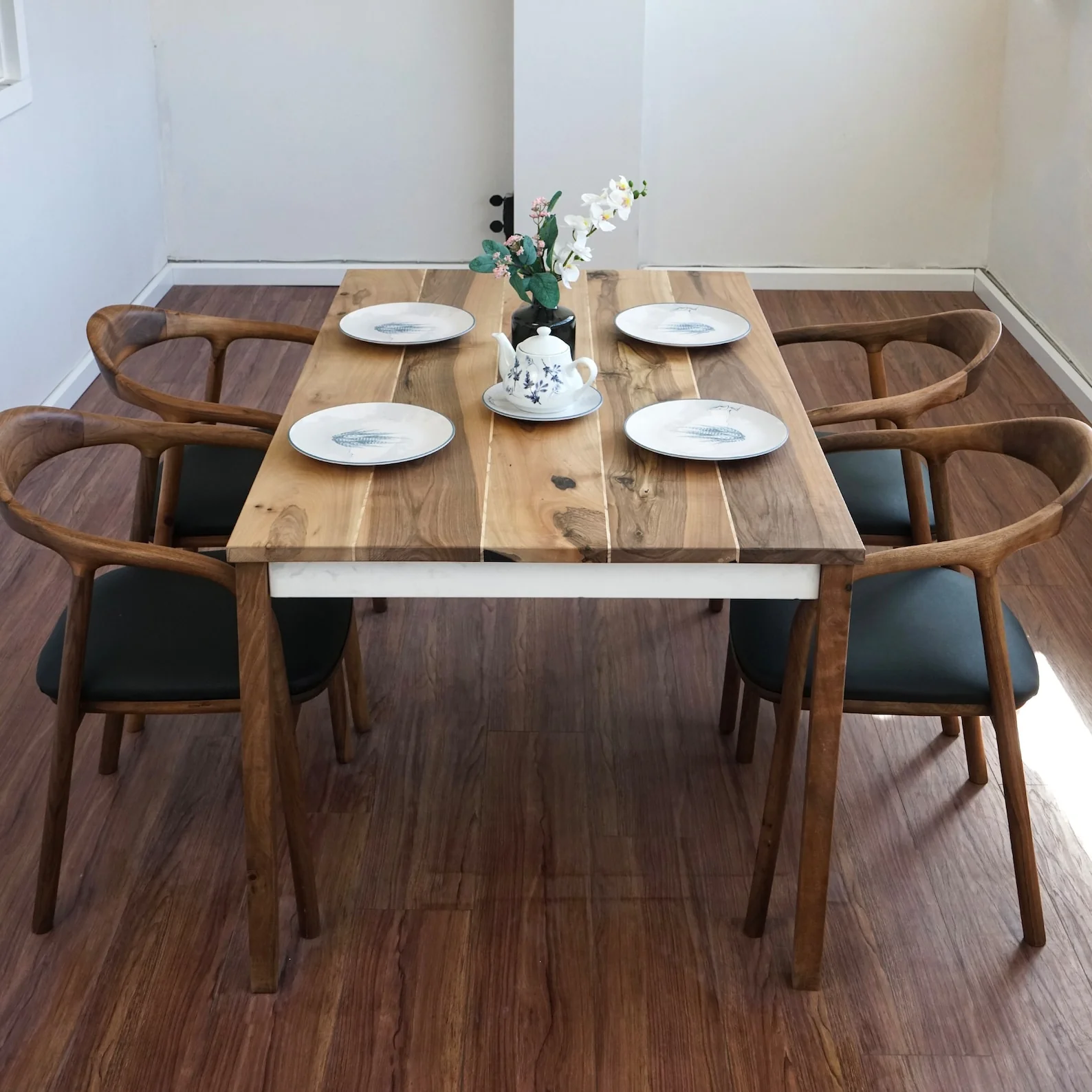 Scandinavian Kitchen Table - Walnut Rectangle Parson Table - Image 11