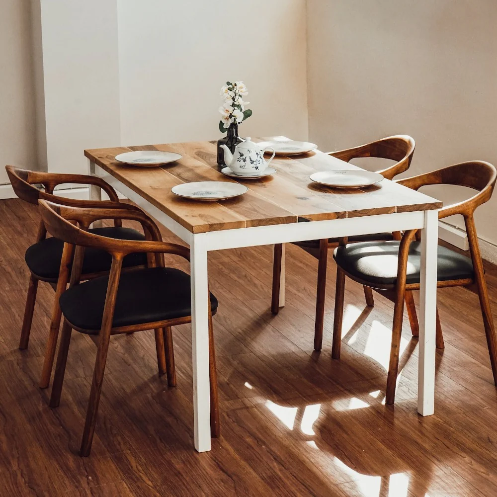 Scandinavian Kitchen Table - Walnut Rectangle Parson Table - Image 4