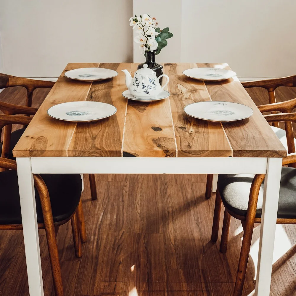 Scandinavian Kitchen Table - Walnut Rectangle Parson Table - Image 5