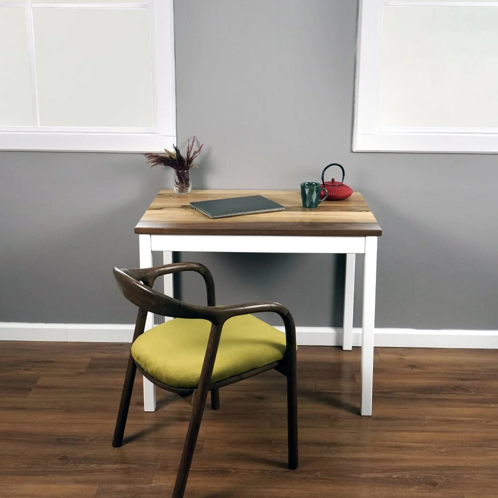 Small Working Table - Scandinavian Walnut Desk with Wooden Legs - Image 5