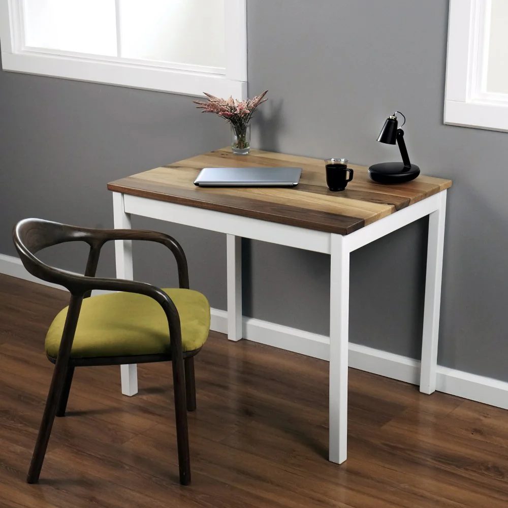 Small Working Table - Scandinavian Walnut Desk with Wooden Legs - Image 7