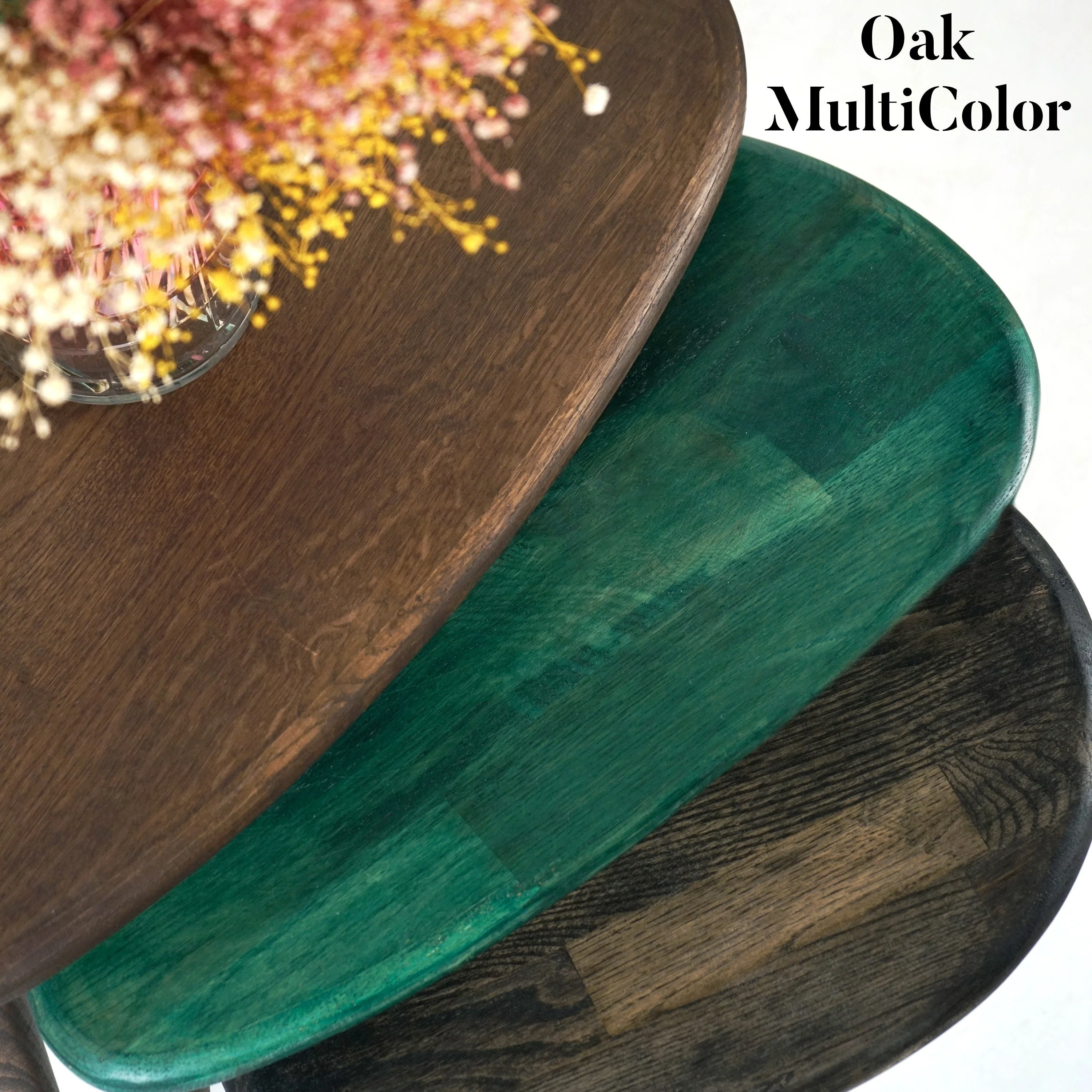 Solid Oak Nest of Tables - Ercol Style Rustic Nesting Table - Image 9