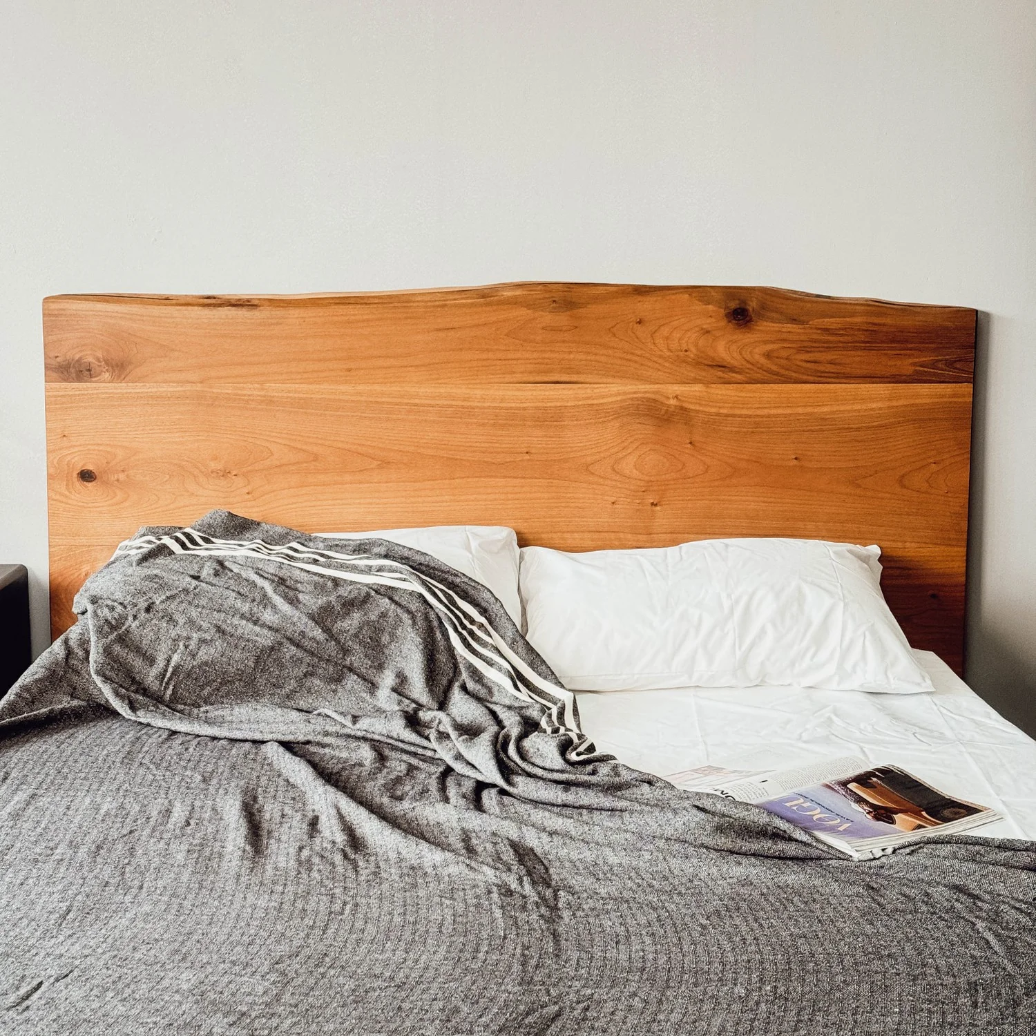 Walnut Bed Frame With Headboard - Low Platform Bed Frame - Image 13