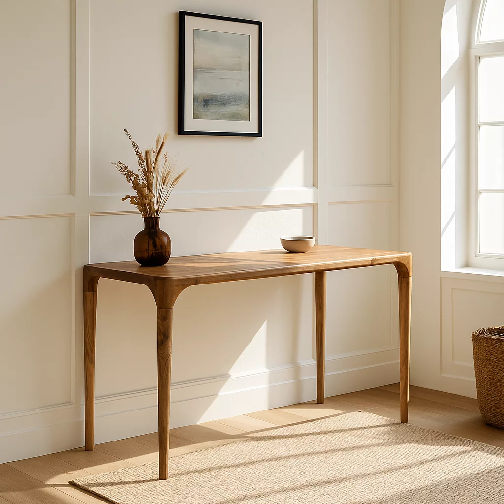 Walnut Console Table - Wooden Entryway Table - Image 6