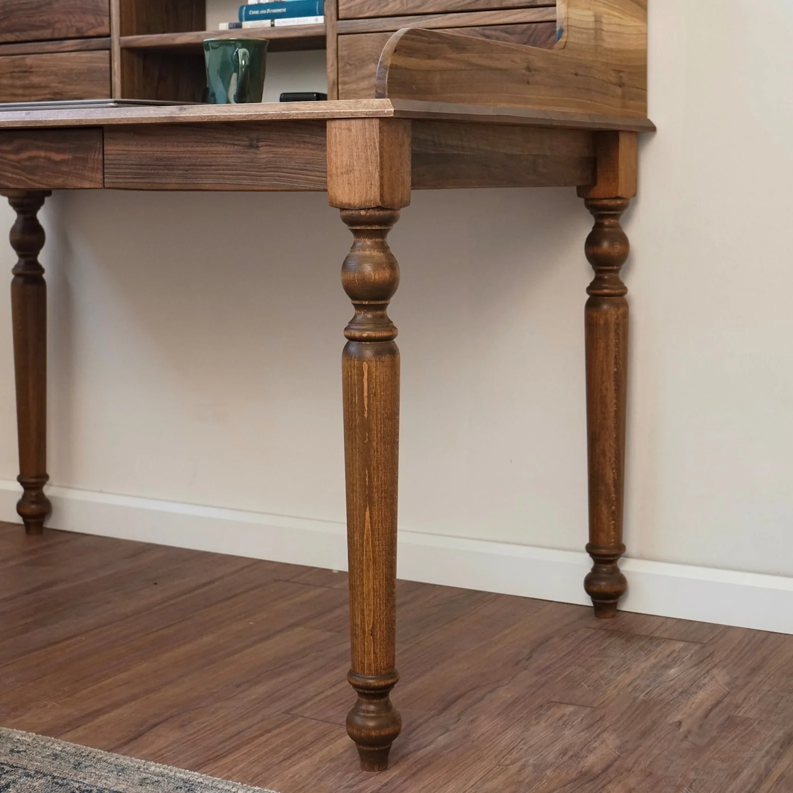 Walnut Desk with Drawers and Hutch - Mid Century Modern - Image 10