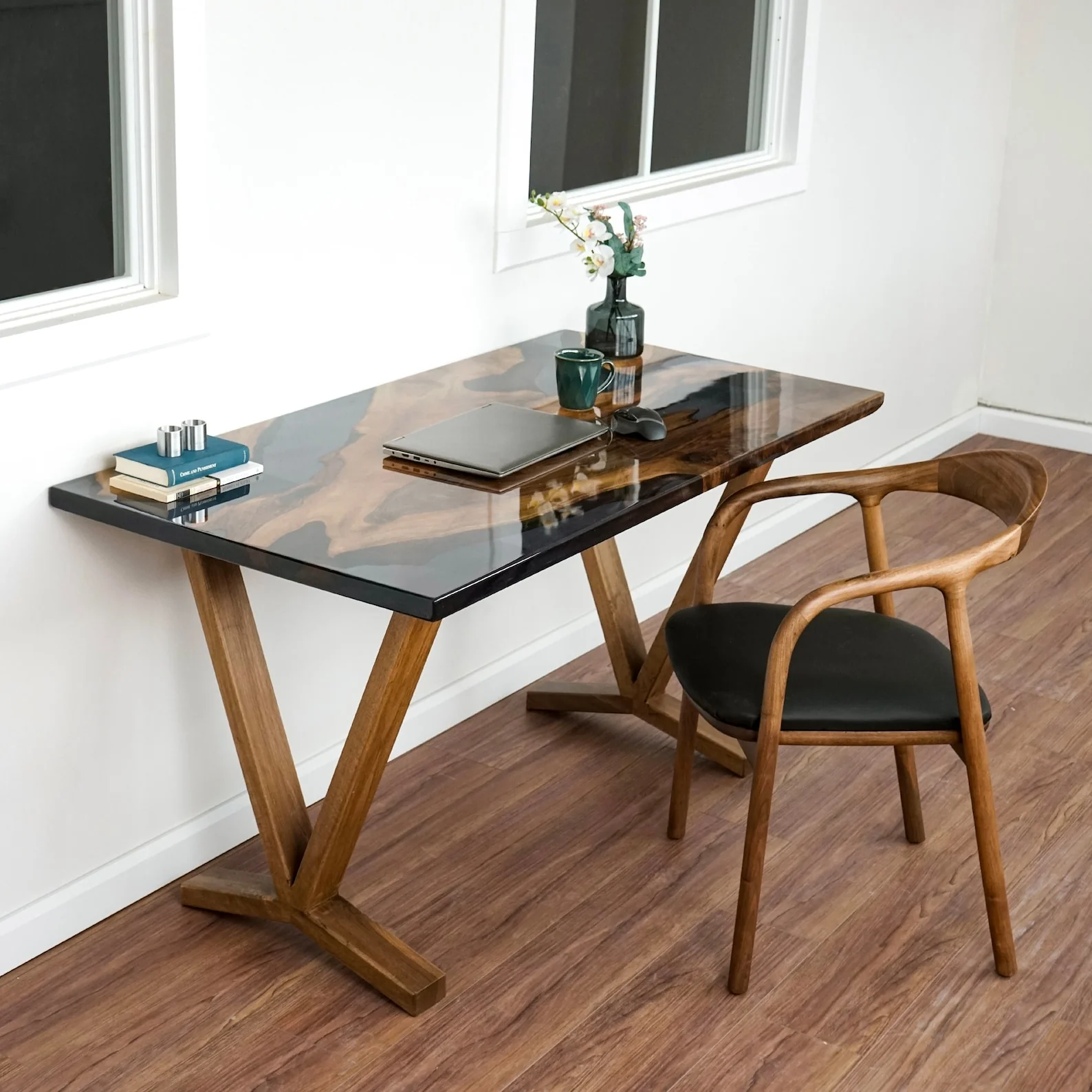 Walnut Desk With Epoxy Details - Image 11
